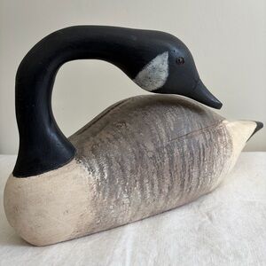 Handcarved Artist Signed Canadian Goose Decoy Vintage by Wooden Wildlife Maine